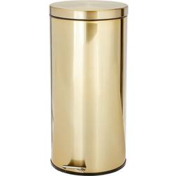 mDesign Tall 30 Liter, Large Round Metal Lidded Step Trash Can, Thin Compact Bin