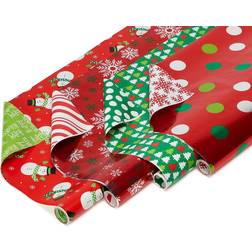 American Greetings American Greetings Reversible Christmas Wrapping Paper, Red and Green (4 Pack, 120 sq. ft