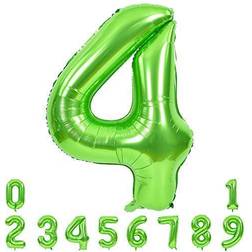 40 Inch Large Green Numbers Balloons 0-9, Number 4 Digit 4 Helium Balloons, Foil Mylar Big Number Balloons for Birthday Party Anniversary Supplies Decorations