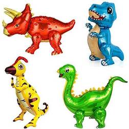 4Pack Giant Self Standing Dinosaur Foil Balloons for Dinosaur Birthday Party Supplies Decorations