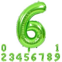 40 Inch Large Green Numbers Balloons 0-9, Number 6 Digit 6 Helium Balloons, Foil Mylar Big Number Balloons for Birthday Party Anniversary Supplies Decoration