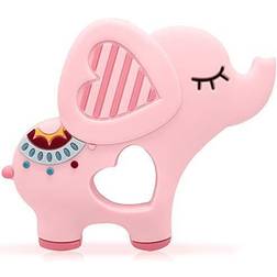 Bigspinach Soft Pink Elephant Teethers for Babies 0-6/6-12 months Silicone Teething Toy Gift for Girls Gum Massager Anxiety Relief Items