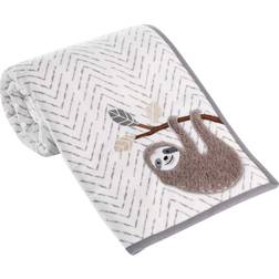 Lambs & Ivy Baby Jungle Gray/White Sherpa Sloth Baby Blanket