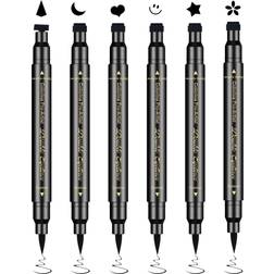 Ownest 6 Pcs Liquid Eyeliner Set,Double-Side Eyeliner Stamp Pen Eyeliner Tattoo Tool Waterproof Smudge-proof Eyeliner Stamp Makeup-Smiley, Triangle,Heart,Star,Moon,Flower