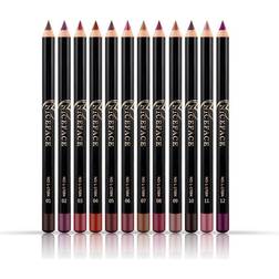 MAEPEOR Matte Lip Liner 12 PCS Nude Brown Series Highly Pigmented and Smoothly Velvet Lipliner Pencil Set Long Lasting and Waterproof Durable Lip Liners (12 PCS-A)