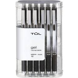 Tul Gel Pens, Retractable, Medium Point, 0.7 mm, Gray Barrel, Black Ink, Pack Of 12