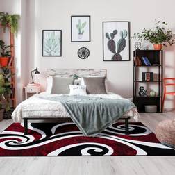 Persian Rugs Luxe Weavers Contemporary Black, White, Red