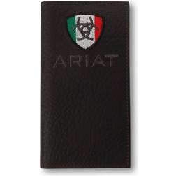 Ariat Men's Rodeo Wallet Mexican Flag Logo, Brown