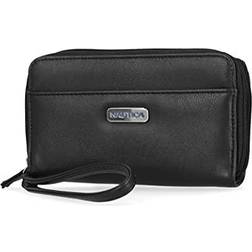 On The Double Zip Around Vegan Leather RFID Clutch Wallet With Wristlet Strap