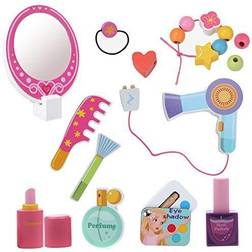 Top Right Toys My First Beauty Set- 10 Piece Wooden Pretend Beauty Parlor Kit for Kids with a Mirror Makeup and Accessories