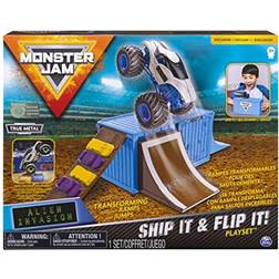 Monster Jam Ship It & Flip It Transforming Playset with Exclusive 1:64 Scale Die-Cast Truck