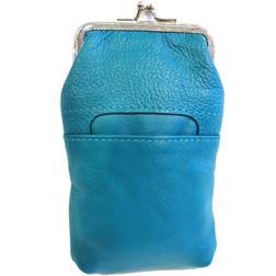 Women 100% Pure Leather Cigarette Case Lighter Match Pocket Zipper Coin Pouch -4 Color Teal