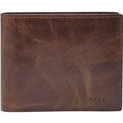 Fossil Derrick Leather RFID-Blocking Bifold with Coin Pocket Wallet, Dark Brown, Model: ML3687201