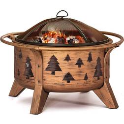 Sunjoy 30 Outdoor Wood-Burning Fire Pit, Patio Tree Motif Round Steel