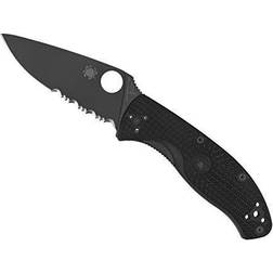Spyderco Tenacious C122PSBBK 7.77" Value with 3.39" Durable Black FRN Handle ComboEdge, Black Lommekniv
