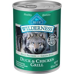 Blue Buffalo Wilderness High Protein, Natural Adult Wet Dog Food, Duck & Chicken Grill 12.5-oz cans