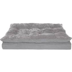FurHaven Minky Plush & Suede Pillow Top Mattress Egg Crate Dog Bed