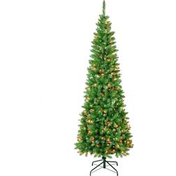 National Tree Company First Traditions Pre-Lit Rowan Pencil Slim Christmas Tree