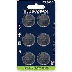 Premium Batteries CR2025 Battery 3V Coin Cell Child-Safe (6 Pack)