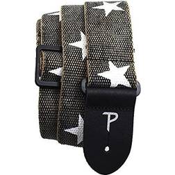 Perri's Perri’s Leathers Ltd. Guitar Strap Cotton Deluxe Distressed White Stars Grey Adjustable For Acoustic Bass Electric Guitars Made in Canada (BCT-6528)