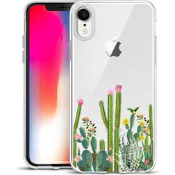 Unov Case Compatible with iPhone XR Case Clear with Design Slim Protective Soft TPU Bumper Embossed Pattern 6.1 Inch (Cactus Succulents)