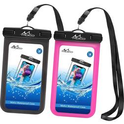 MoKo Waterproof Phone Pouch Holder 2Pack, Underwater Cellphone Case Dry Bag with Lanyard Armband Compatible with iPhone 14 13 12 11 Pro Max X/Xr/Xs/SE 3, Samsung S21/S10, Black Magenta