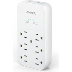 Anker Outlet Extender and USB Wall Charger, 6 Outlets and 2 USB Ports, 20W USB C Power Delivery High-Speed Charging iPhone 12/ iPhone 12 Pro