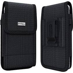 PiTau Rugged Holster Designed for iPhone SE (2020) iPhone 8,7,6S,6 Heavy Duty Nylon Cell Phone Belt Clip Case Pouch Holder Compatible with iPhone Otterbox Case/Lifeproof Case/Battery Case on Black