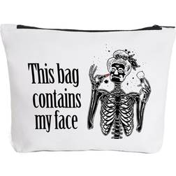 Funny Skeleton Makeup Bag Gift for Women Best Friends Sister This Bag Contains My Face Makeup Zipper Pouch Bag Cosmetic Travel Accessories Bag Gifts halloween gifts