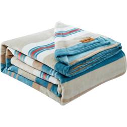 Wrangler Blue Plush Fleece Modern Serape Stripe Blankets Turquoise