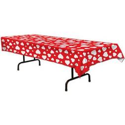 Beistle 54 x 108 Heart Tablecover- Red/White, 2/Pack Quill