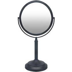 Eden Bath Round Two Sided 5X Black Framed Freestanding Makeup Shaving Mirror