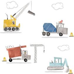 Lambs & Ivy Bedtime Construction Zone Trucks Wall Decals/Stickers