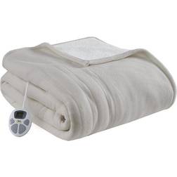 Serta Fleece to Heated Blankets Green, Beige