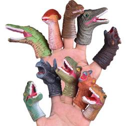 FUN LITTLE TOYS 10 PCs Animal Bath Finger Puppets Dinosaur Head Finger Toys Best Choice for Kids Party Favors Treasure Box Prizes Pinata Fillers and Goodie Bag Fillers