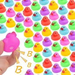 54-Pack Mini Bath Ducks Set, Mini Colorful Rubber Duckies Bath Toy for Child,Float & Squeak Tiny Ducks Pool Toy Set for Kids Party Favors,Birthday Party Supplies,Prize Rewards