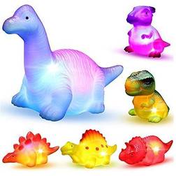 MAPIXO 6 Packs Light-Up Floating Dinosaur Bath Toys Set, for Baby Toddler Nephew in Birthday Christmas Easter Great Water Bathtub Shower Pool Bath T