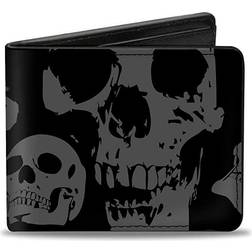 Buckle-Down Men's PU Bifold Wallet - Mutlicolor Black Skull