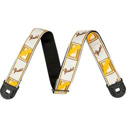 Fender »QUICK GRIP LOCKING END STRAP – polyestersele med bältessäkringssystem – polyester – 1 styck – färg: vit/gul/brun