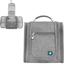 PAVILIA PAVILIA Hanging Toiletry Bag for Women Men, Travel Toiletry Bag Organizer for Toiletries, Cosmetics, Makeup Bag with Mesh, Water Resistant Pockets (Grey)