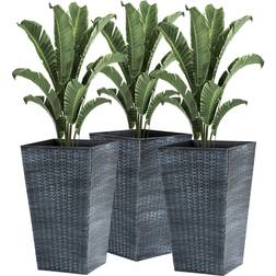 OutSunny Set of 3 Planters & Indoor Flower Pot Set Front Door Entryway Patio Deck