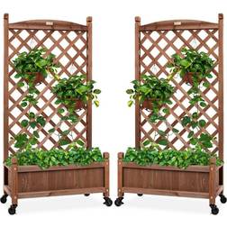 Best Choice Products of 2 48in Wood Planter Box Diamond Lattice Trellis