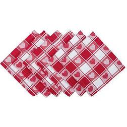 Design Imports 6-Pack Hearts Woven Check Set Cloth Napkin Red (50.8x50.8)