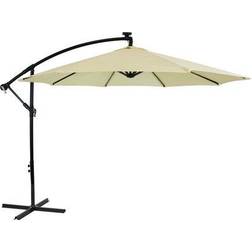 Sunnydaze Outdoor Steel Cantilever Offset Patio Umbrella with Solar Lights Air Vent