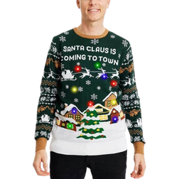 Jule Sweaters Santa Claus is Coming to Town LED Sweater - Green