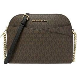 Michael Kors Jet Set Travel Medium Logo Dome Crossbody Bag - Brown/Black