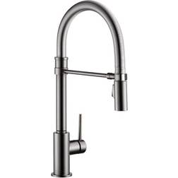 Delta Trinsic Pro Pull Down Faucet with MagnaTite Docking Diamond Seal Technology Black Stainless