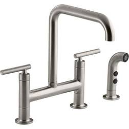 Kohler Purist 2-Handle Bridge Kitchen Faucet Gray