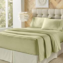 Royal Court Fit Sage Polyester King Bed Sheet Green, Blue