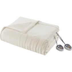 Beautyrest 80 84 Heated Plush Ivory Blankets White